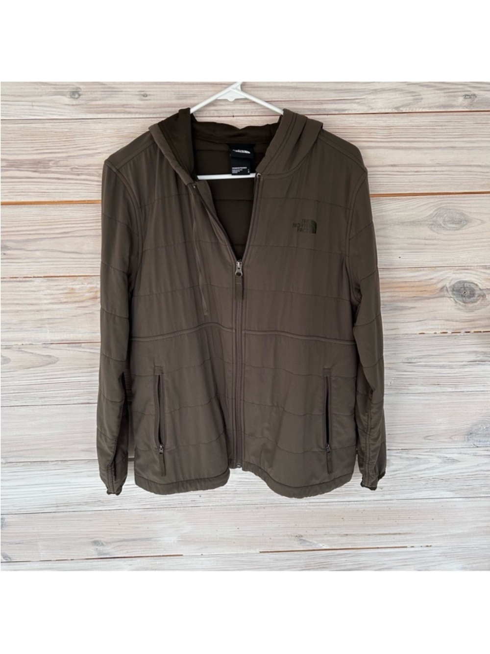 Women's The North Face Olive Hooded Mountain Sweatshirt / Jacket Size L $195